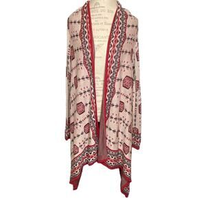 H&M Divided Western Style Cascading Cardigan Cream Red Women’s Size Large